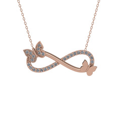 Beyaz zirkon 14 ayar rose altın kolye (40 cm gümüş rolo zincir)