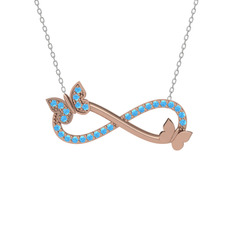 Kelebek Sonsuzluk Kolye - Akuamarin 8 ayar rose altın kolye (40 cm gümüş rolo zincir) #1jt3yy4