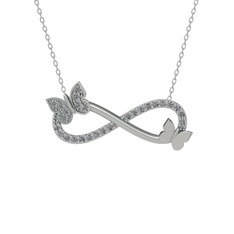 Kelebek Sonsuzluk Kolye - Swarovski 18 ayar beyaz altın kolye (40 cm beyaz altın rolo zincir) #1nevale