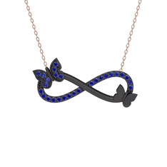 Kelebek Sonsuzluk Kolye - Lab safir 925 ayar siyah rodyum kaplama gümüş kolye (40 cm rose altın rolo zincir) #1nra4bj