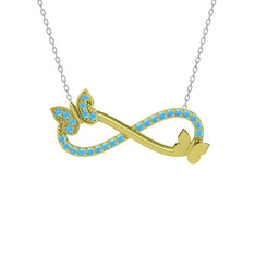 Kelebek Sonsuzluk Kolye - Akuamarin 14 ayar altın kolye (40 cm beyaz altın rolo zincir) #1p4mwwa