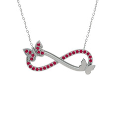 Kelebek Sonsuzluk Kolye - Rodolit garnet 925 ayar gümüş kolye (40 cm beyaz altın rolo zincir) #1umbu4r