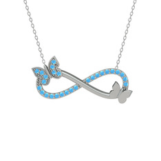 Kelebek Sonsuzluk Kolye - Akuamarin 14 ayar beyaz altın kolye (40 cm beyaz altın rolo zincir) #1wmwmy3