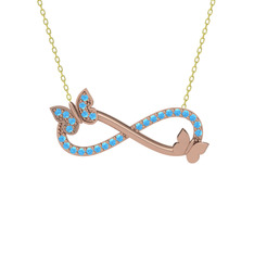 Kelebek Sonsuzluk Kolye - Akuamarin 925 ayar rose altın kaplama gümüş kolye (40 cm altın rolo zincir) #20wtg7