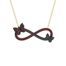Kelebek Sonsuzluk Kolye - Garnet 925 ayar siyah rodyum kaplama gümüş kolye (40 cm altın rolo zincir) #4pyd42