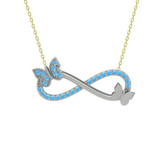 Akuamarin 18 ayar beyaz altın kolye (40 cm altın rolo zincir)