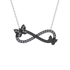 Kelebek Sonsuzluk Kolye - Swarovski 925 ayar siyah rodyum kaplama gümüş kolye (40 cm gümüş rolo zincir) #8qxhk6