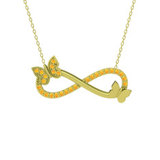 Kelebek Sonsuzluk Kolye - Sitrin 8 ayar altın kolye (40 cm altın rolo zincir) #a1ghiy