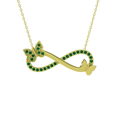 Kelebek Sonsuzluk Kolye - Yeşil kuvars 14 ayar altın kolye (40 cm gümüş rolo zincir) #bsyx4c