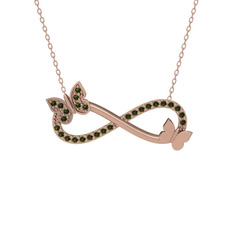 Kelebek Sonsuzluk Kolye - Pembe kuvars 8 ayar rose altın kolye (40 cm rose altın rolo zincir) #c01e17