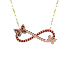 Kelebek Sonsuzluk Kolye - Garnet 8 ayar rose altın kolye (40 cm gümüş rolo zincir) #edgvxc