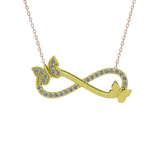 Kelebek Sonsuzluk Kolye - Swarovski 8 ayar altın kolye (40 cm gümüş rolo zincir) #hm951z