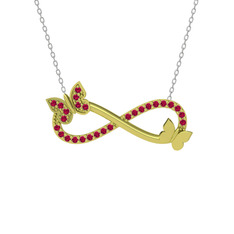 Kelebek Sonsuzluk Kolye - Rodolit garnet 18 ayar altın kolye (40 cm beyaz altın rolo zincir) #huodjc