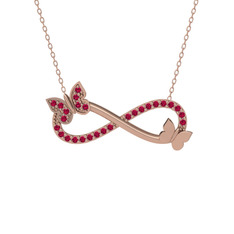 Kelebek Sonsuzluk Kolye - Rodolit garnet 14 ayar rose altın kolye (40 cm rose altın rolo zincir) #igj7qm