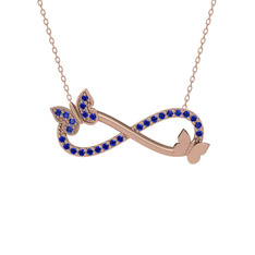 Kelebek Sonsuzluk Kolye - Lab safir 14 ayar rose altın kolye (40 cm rose altın rolo zincir) #iydqje