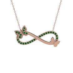 Yeşil kuvars 8 ayar rose altın kolye (40 cm rose altın rolo zincir)