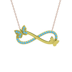 Kelebek Sonsuzluk Kolye - Akuamarin 925 ayar altın kaplama gümüş kolye (40 cm rose altın rolo zincir) #l7pnz9