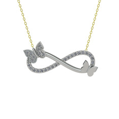 Swarovski 18 ayar beyaz altın kolye (40 cm altın rolo zincir)