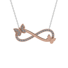 Kelebek Sonsuzluk Kolye - Beyaz zirkon 14 ayar rose altın kolye (40 cm beyaz altın rolo zincir) #mvyq24