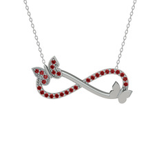 Kelebek Sonsuzluk Kolye - Garnet 18 ayar beyaz altın kolye (40 cm beyaz altın rolo zincir) #mxgeen