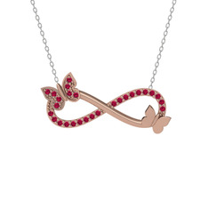 Kelebek Sonsuzluk Kolye - Rodolit garnet 8 ayar rose altın kolye (40 cm beyaz altın rolo zincir) #oyt8r7