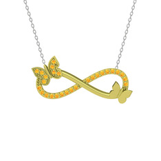 Sitrin 8 ayar altın kolye (40 cm beyaz altın rolo zincir)