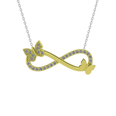 Kelebek Sonsuzluk Kolye - Swarovski 925 ayar altın kaplama gümüş kolye (40 cm beyaz altın rolo zincir) #sf4cdd