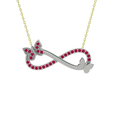 Rodolit garnet 925 ayar gümüş kolye (40 cm altın rolo zincir)