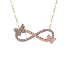 Beyaz zirkon 18 ayar rose altın kolye (40 cm altın rolo zincir)