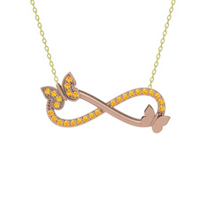 Kelebek Sonsuzluk Kolye - Sitrin 925 ayar rose altın kaplama gümüş kolye (40 cm gümüş rolo zincir) #z6oa4l