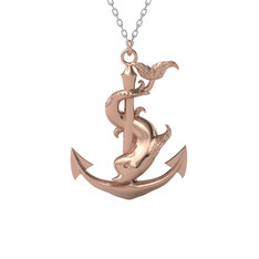 Yunuslu Çapa Kolye - 18 ayar rose altın kolye (110 cm beyaz altın rolo zincir) #1dzjdk8