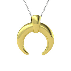 Kalın Hilal Kolye - 14 ayar altın kolye (40 cm beyaz altın rolo zincir) #170zdmu
