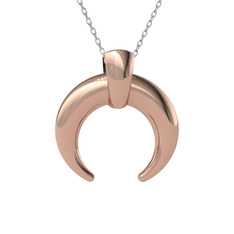 Kalın Hilal Kolye - 14 ayar rose altın kolye (40 cm beyaz altın rolo zincir) #1a59qd9