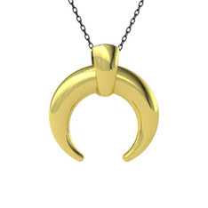 Kalın Hilal Kolye - 925 ayar altın kaplama gümüş kolye (40 cm gümüş rolo zincir) #1sf3m71