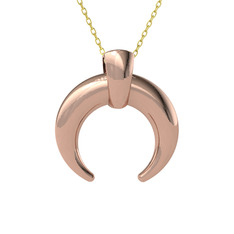 Kalın Hilal Kolye - 18 ayar rose altın kolye (40 cm altın rolo zincir) #iyk3wl