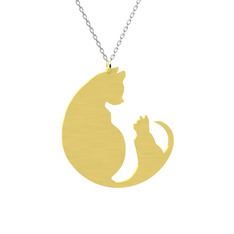 Aile Kedi Kolye - 8 ayar altın kolye (40 cm beyaz altın rolo zincir) #16f8sfg
