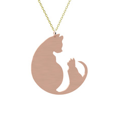 Aile Kedi Kolye - 925 ayar rose altın kaplama gümüş kolye (40 cm altın rolo zincir) #19sursz