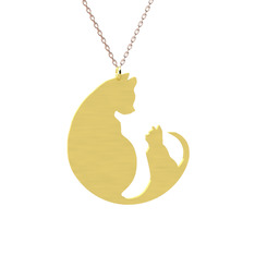 Aile Kedi Kolye - 8 ayar altın kolye (40 cm rose altın rolo zincir) #1rwputt