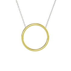 Klasik Halka Kolye - 14 ayar altın kolye (40 cm beyaz altın rolo zincir) #105be6m