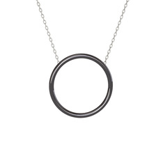 Klasik Halka Kolye - 925 ayar siyah rodyum kaplama gümüş kolye (40 cm beyaz altın rolo zincir) #11jhhxr