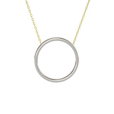 Klasik Halka Kolye - 8 ayar beyaz altın kolye (40 cm gümüş rolo zincir) #14pjob3