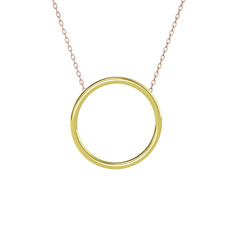 Klasik Halka Kolye - 14 ayar altın kolye (40 cm rose altın rolo zincir) #2fn502