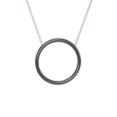 Klasik Halka Kolye - 925 ayar siyah rodyum kaplama gümüş kolye (40 cm rose altın rolo zincir) #6zc71o