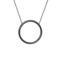 Klasik Halka Kolye - 925 ayar siyah rodyum kaplama gümüş kolye (40 cm gümüş rolo zincir) #8ebrg5