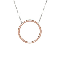 Klasik Halka Kolye - 14 ayar rose altın kolye (40 cm beyaz altın rolo zincir) #oxnoxh