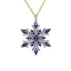 Nix Kar Tanesi Kolye - Ametist ve lab safir 925 ayar gümüş kolye (40 cm altın rolo zincir) #11r9hl1