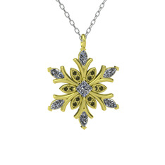 Nix Kar Tanesi Kolye - Swarovski ve peridot 8 ayar altın kolye (40 cm beyaz altın rolo zincir) #14kz4hc