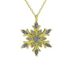 Swarovski ve pırlanta 14 ayar altın kolye (0.1056 karat, 40 cm altın rolo zincir)