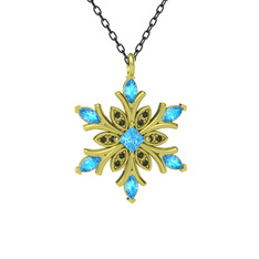 Nix Kar Tanesi Kolye - Akuamarin ve peridot 925 ayar altın kaplama gümüş kolye (40 cm gümüş rolo zincir) #167iqf