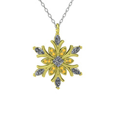 Nix Kar Tanesi Kolye - Swarovski ve sitrin 8 ayar altın kolye (40 cm beyaz altın rolo zincir) #16cgxup